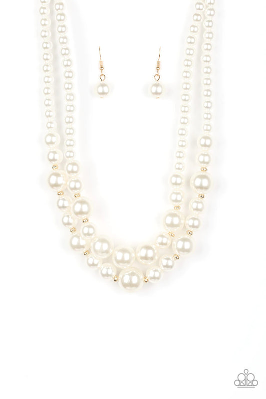 The More The Modest Gold And White Pearl Necklace Paparazzi N0026