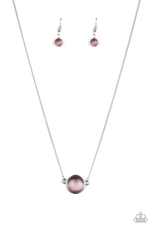 Rose Colored Glasses Purple Cat's Eye Stone Necklace N0042