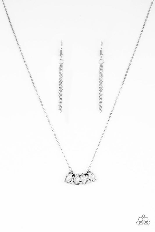 Deco Decadence White Rhinestone Necklace Paparazzi N0212