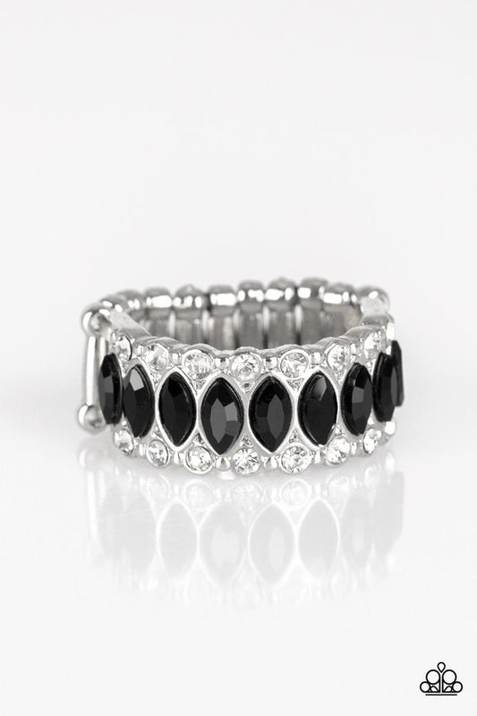 Radical Riches Black White Rhinestone Ring Paparazzi R0231