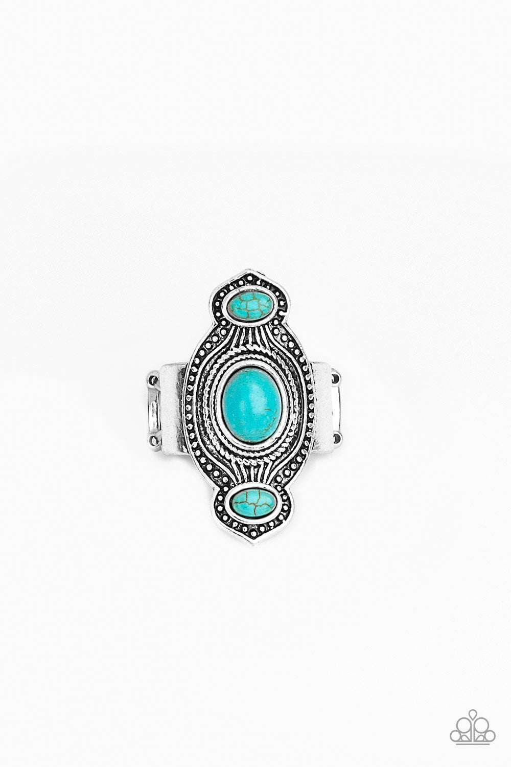 Dune Drifter Blue Cracked Stone Ring Paparazzi R0080