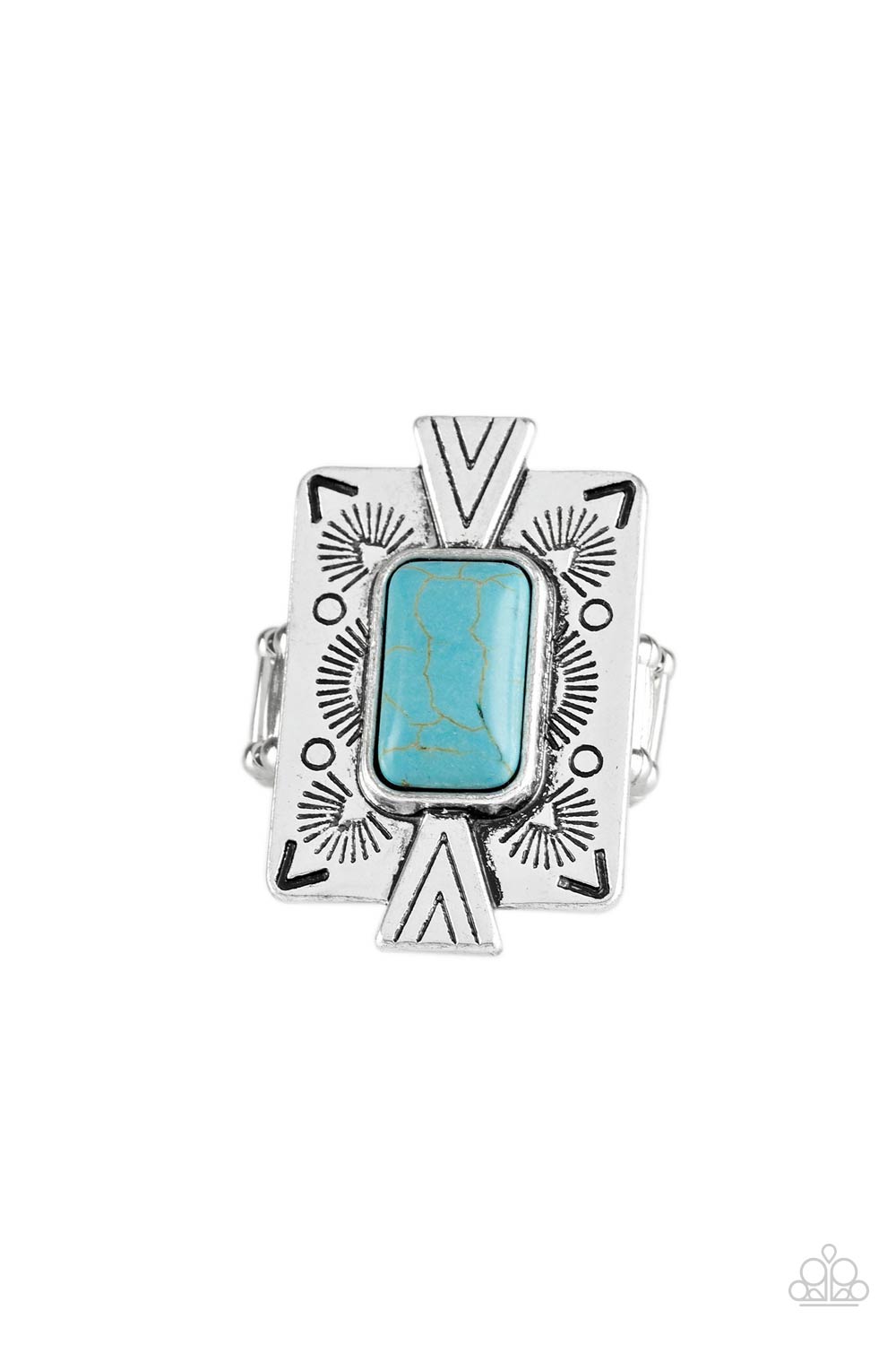 Stone Cold Couture - Blue Cracked Stone Ring Paparazzi R0175