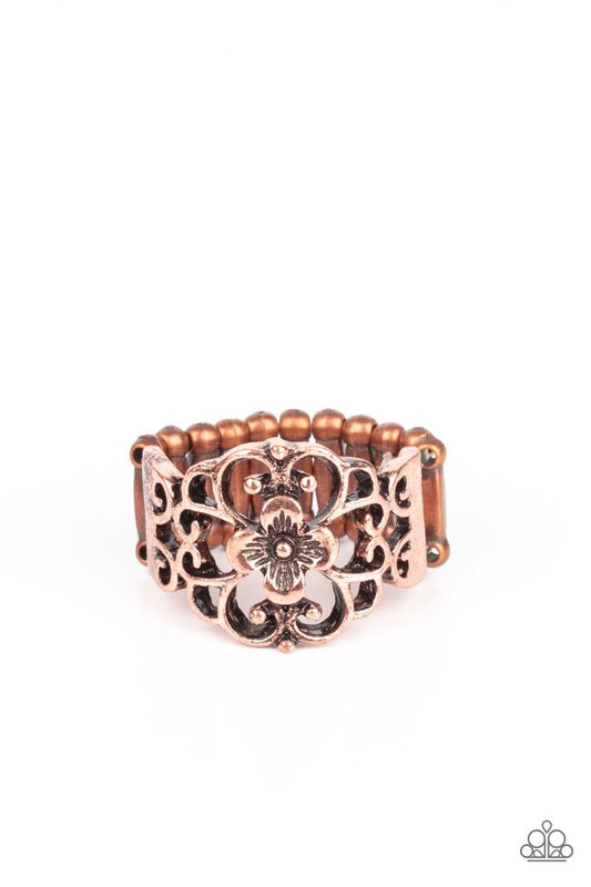 Fanciful Flower Gardens Copper Floral Ring Paparazzi R0180