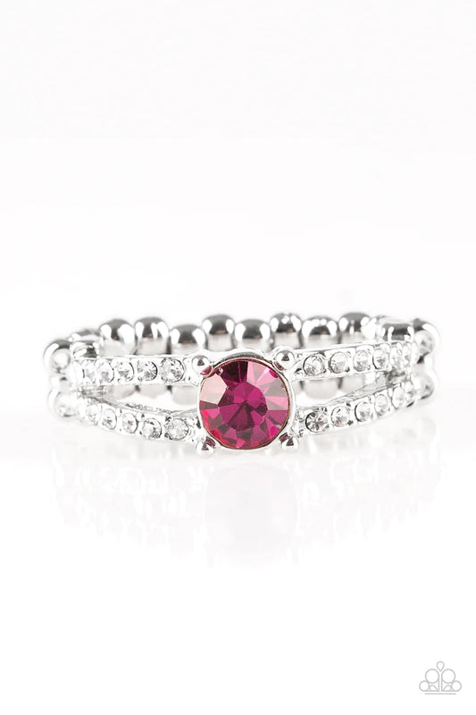 Dream Sparkle Pink & White Rhinestone Ring Paparazzi R0390