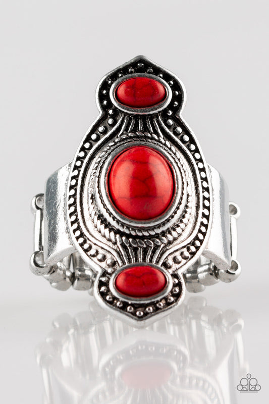 Dune Drifter Red Cracked Stone Ring Paparazzi R0009