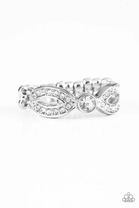 Extra Side of Elegance White Rhinestone Ring Paparazzi R0033