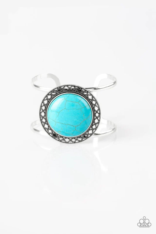 RODEO  Rage Blue Turquoise Stone Cuff Bracelet Paparazzi B0105