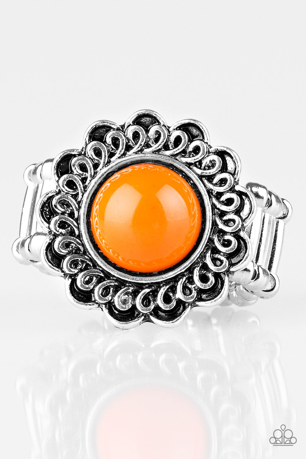 Garden Stroll Orange Floral Ring Paparazzi R0011
