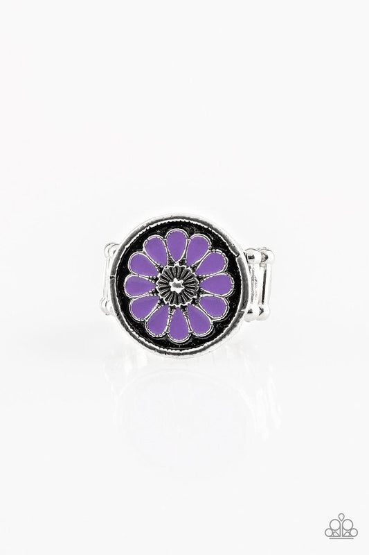Garden View Purple Antiqued Floral Ring Paparazzi R0013