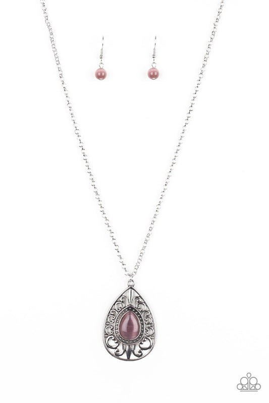 Modern Majesty Purple Moonstone Filigree Necklace Paparazzi N0174