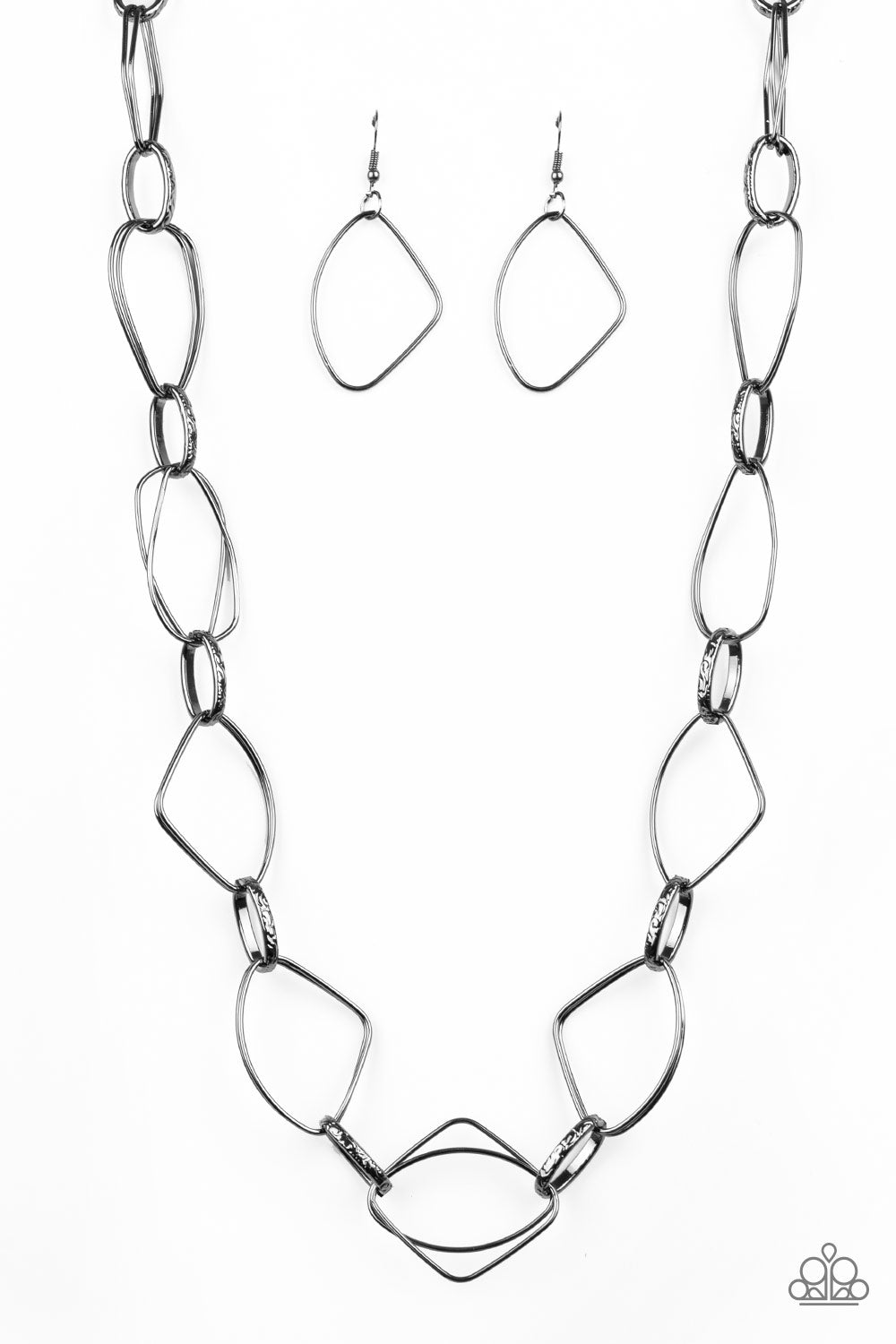 Attitude Adjustment - Black Gunmetal Edgy Look Necklace Paparazzi N2730
