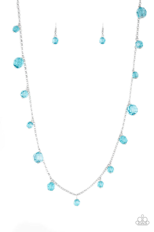 Glow Rider Blue Glassy Crystal like Bead Necklace Paparazzi N0103