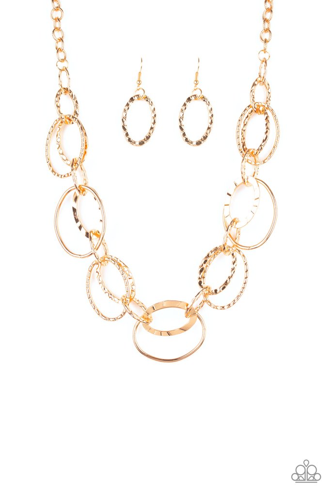 Bend OVAL Backwards Gold Necklace N0160