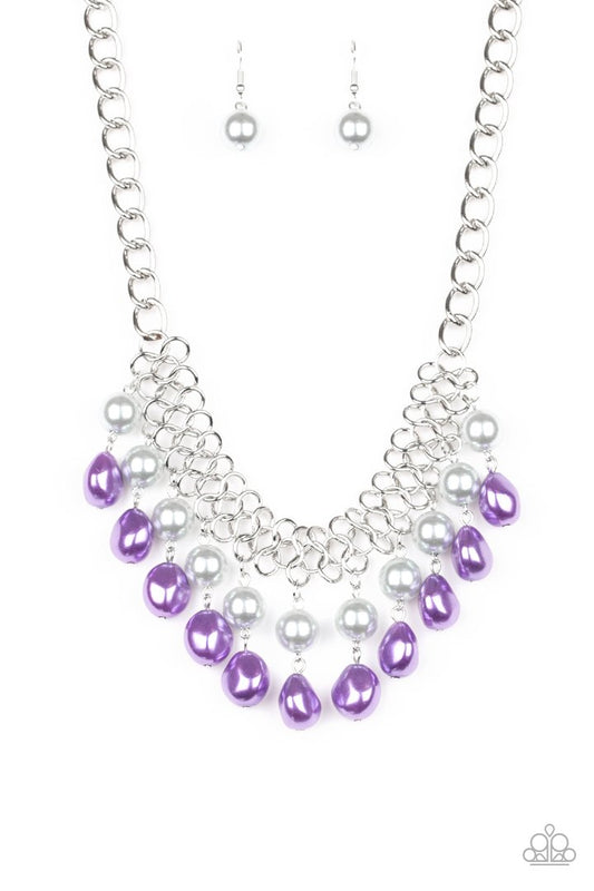 5th Avenue Fleek Multi Silver Purple Pearl Necklace Paparazzi N0004