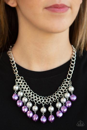 5th Avenue Fleek Multi Silver Purple Pearl Necklace Paparazzi N0004