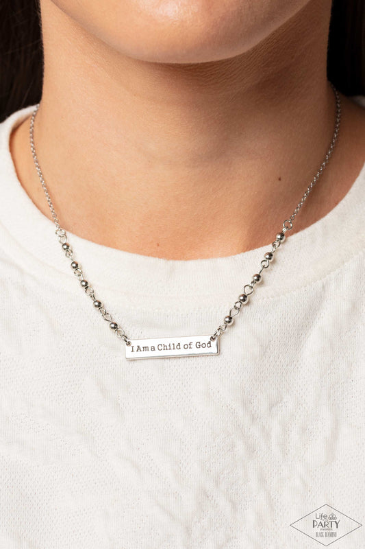 Send Me An Angel - Silver Inspirational Necklace "I Am A Child Of God" Life Of The Party Black Diamond Paparazzi N1526
