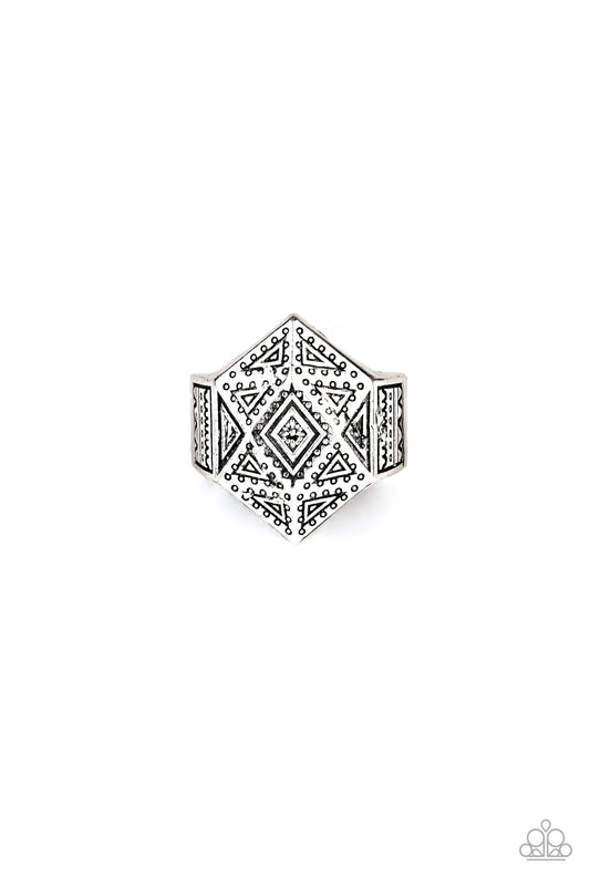 Stand Guard - Silver Urban Ring Paparazzi R0148