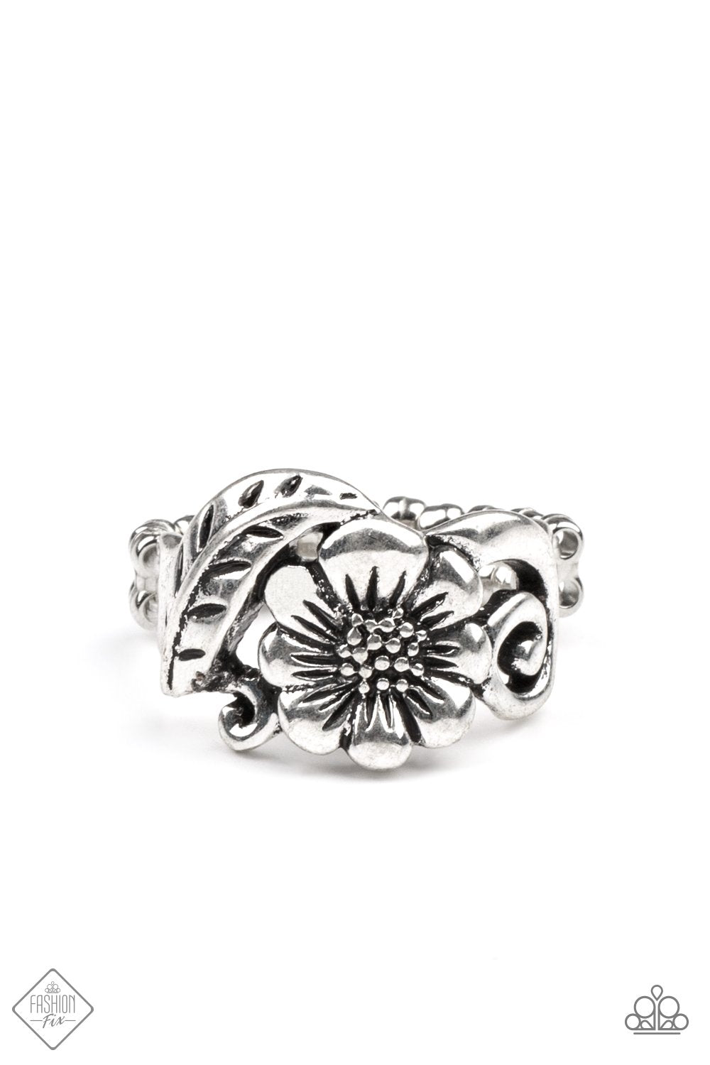 Oceanside Orchard Silver Ring May 2021 Fashion Fix Paparazzi R0078