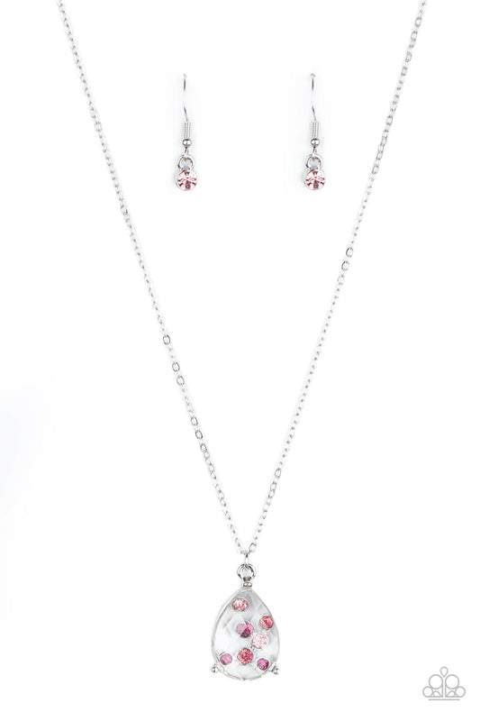 Stormy Shimmer Pink Rhinestone Necklace Paparazzi N0221