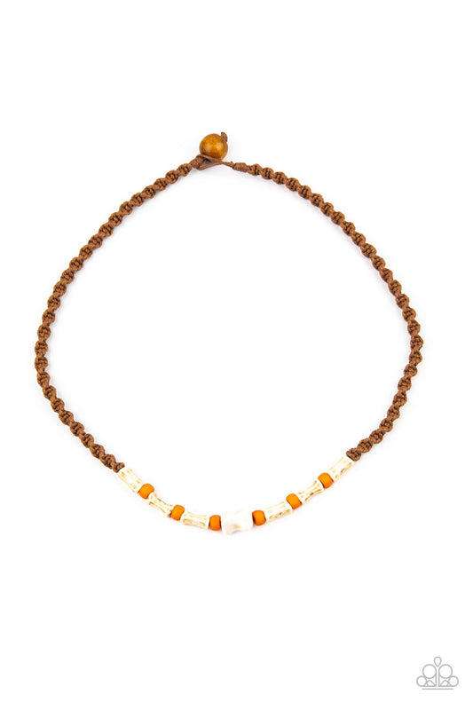 Beach Shark Orange Amberglow & Ivory Urban Necklace Paparazzi N0051