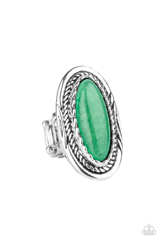 Primal Instincts Green Stone Silver Ring R0124