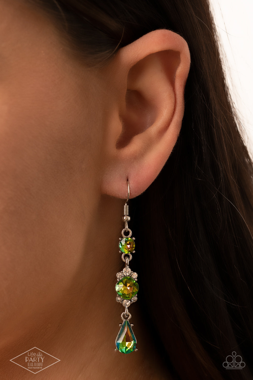 Outstanding Opulence - Multi Oil Spill Earring Black Diamond Exclusive Life Of The Party Paparazzi E0429