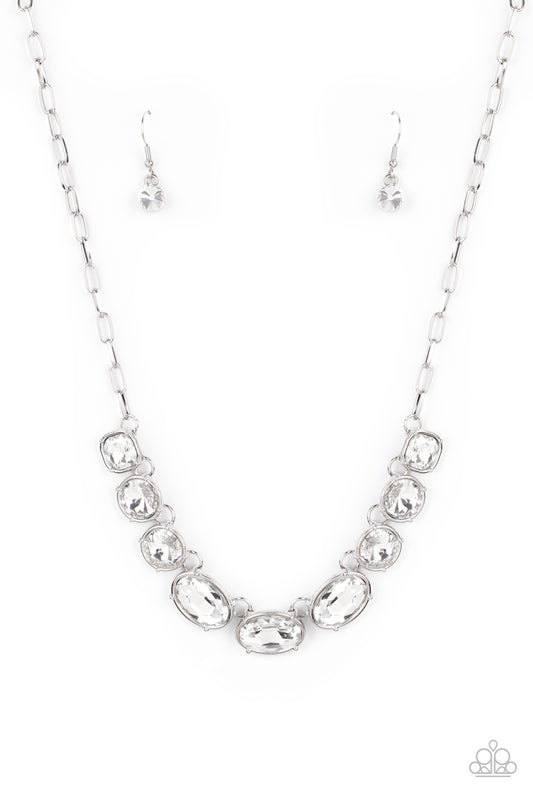 Gorgeously Glacial - White Rhinestone Necklace Paparazzi N0361