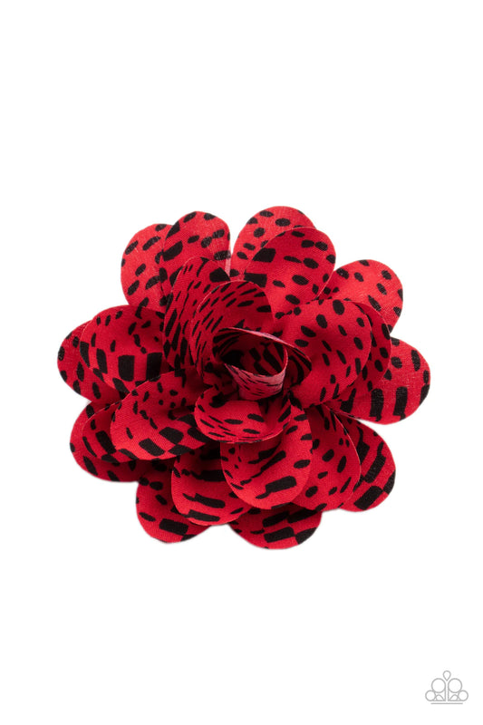 Patterned Paradise Red Flower Hair Clip Paparazzi H0028