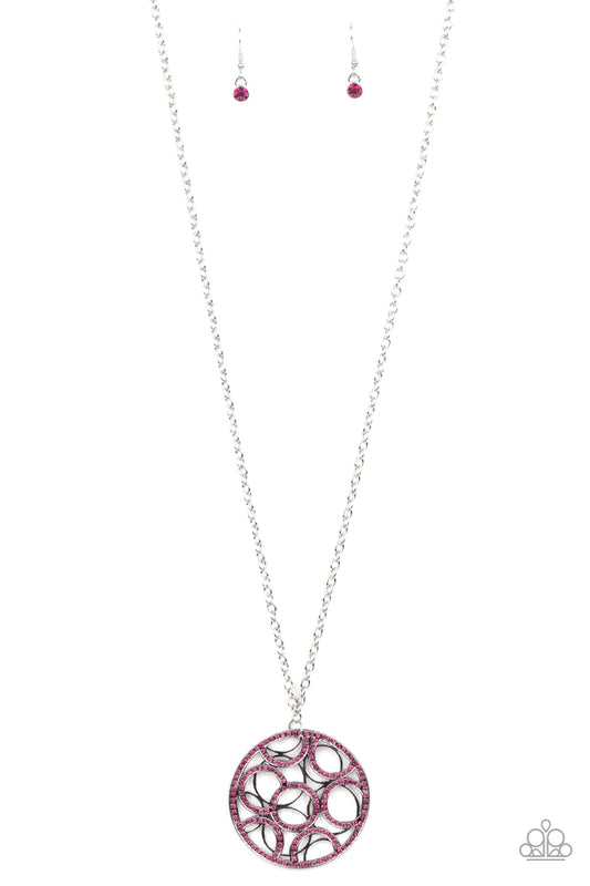 Thanks A MEDALLION Pink Rhinestone Necklace Paparazzi N0234