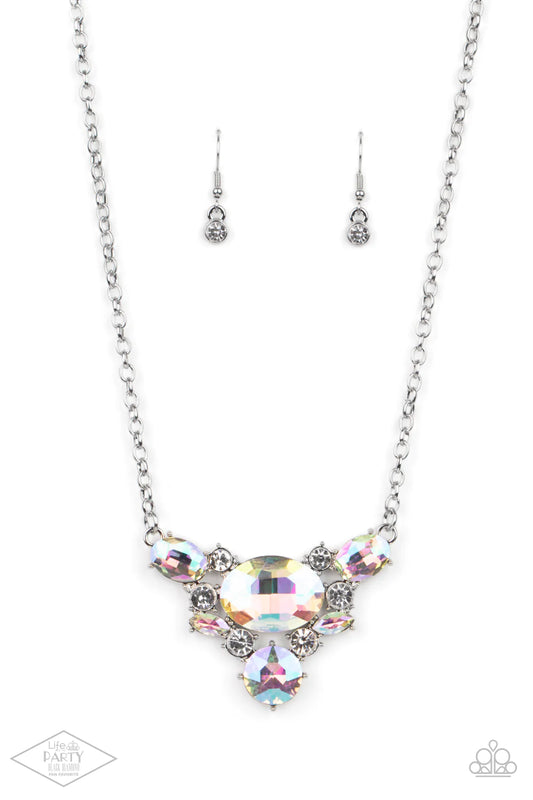 Cosmic Coronation Multi Iridescent Life Of The Party Black Diamond Exclusive Necklace Paparazzi N1384