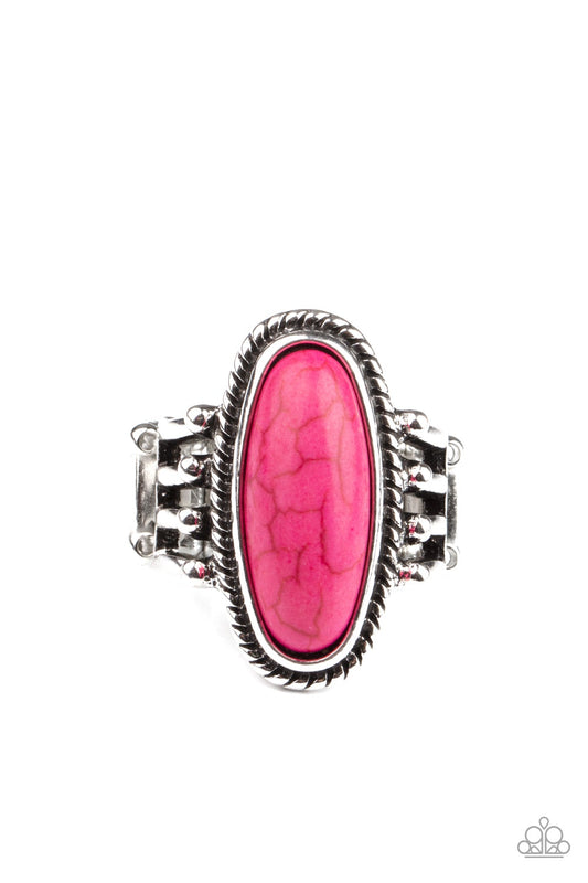 Home On The Ranch Pink Cracked Stone Santa Fe Style Ring Paparazzi R0186