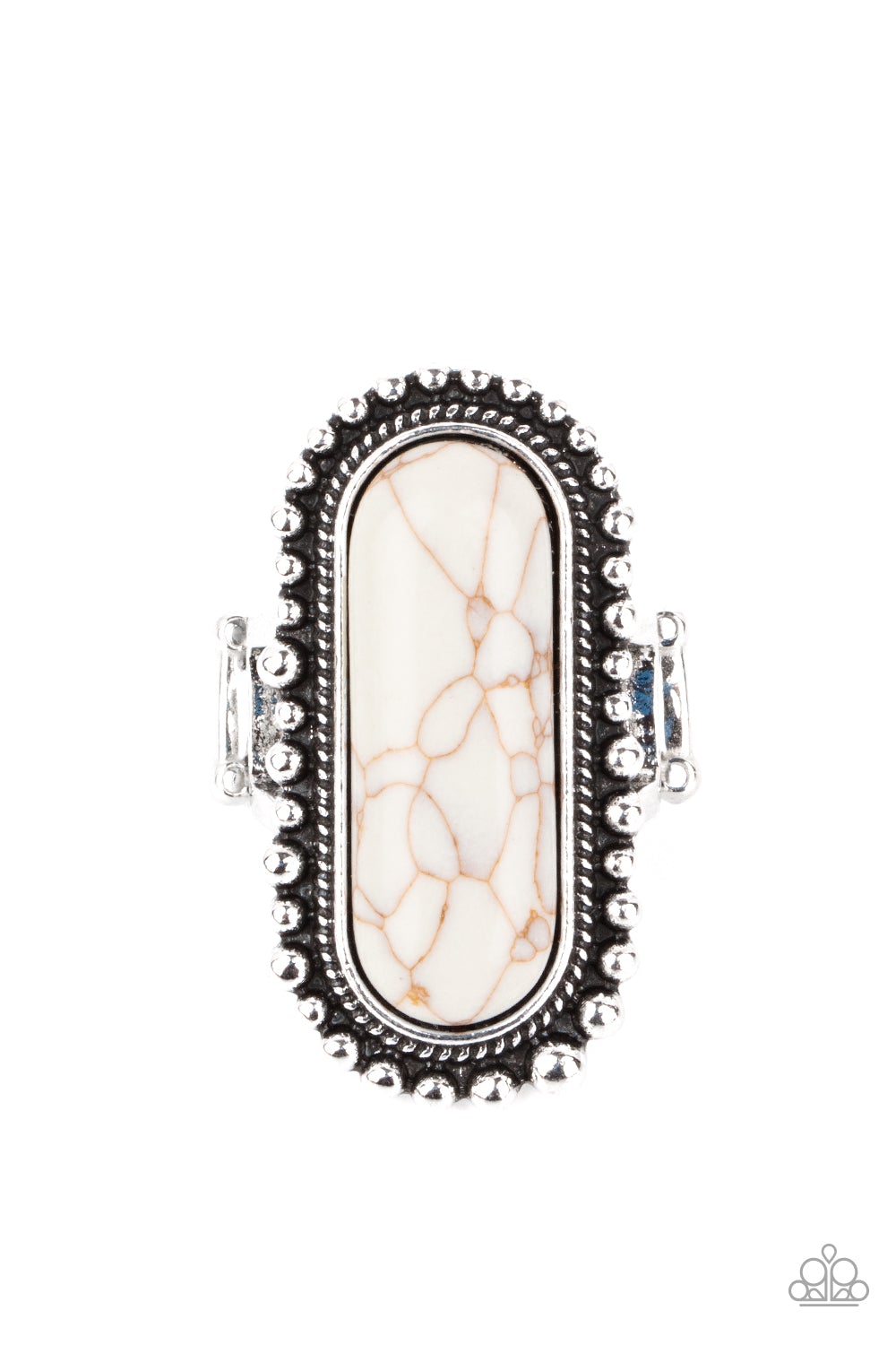 Sedona Scene White Cracked Stone Ring Paparazzi R0125