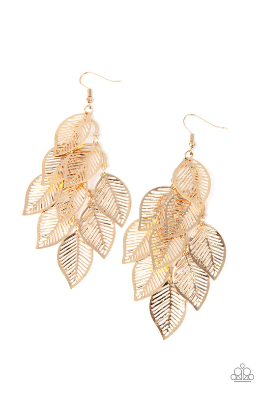 Limitlessly Leafy Gold Earring Paparazzi E0085