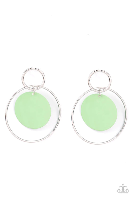 Pop, Look, And Listen Green Mint Circle Silver Post Earring E0204