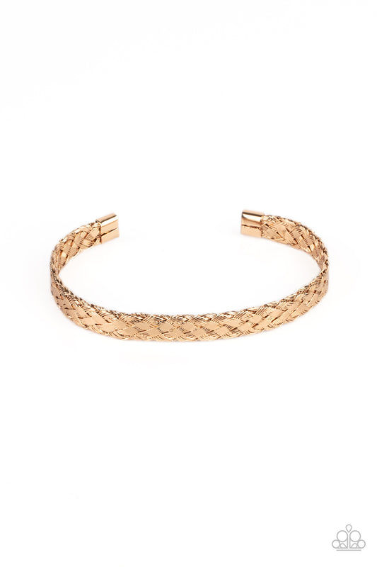 Cable Couture - Gold Cuff Urban Bracelet Paparazzi B0479