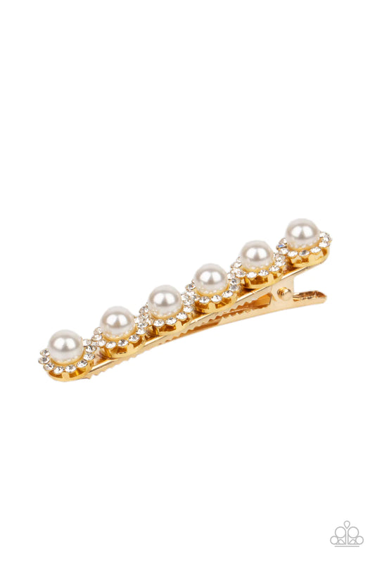 Polished Posh Gold Pearl Hair Clip Paparazzi H0093