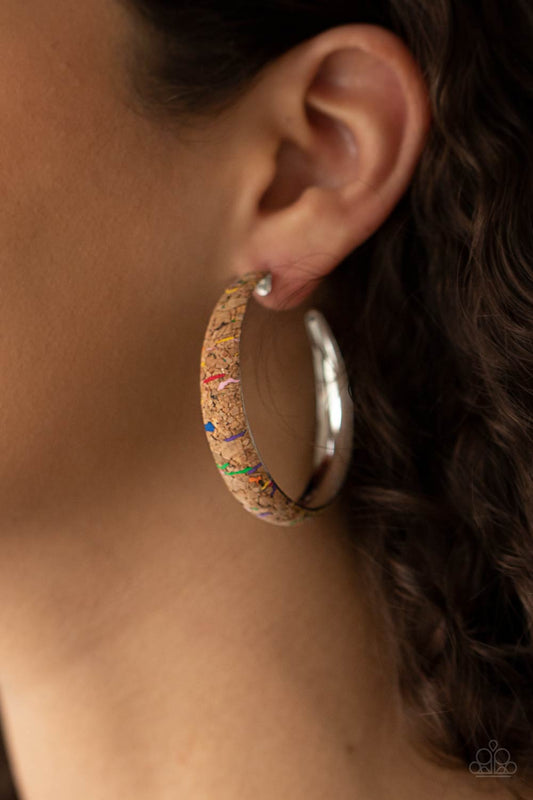 A CORK In The Road - Multi Colored Hoop Earring Paparazzi E0774