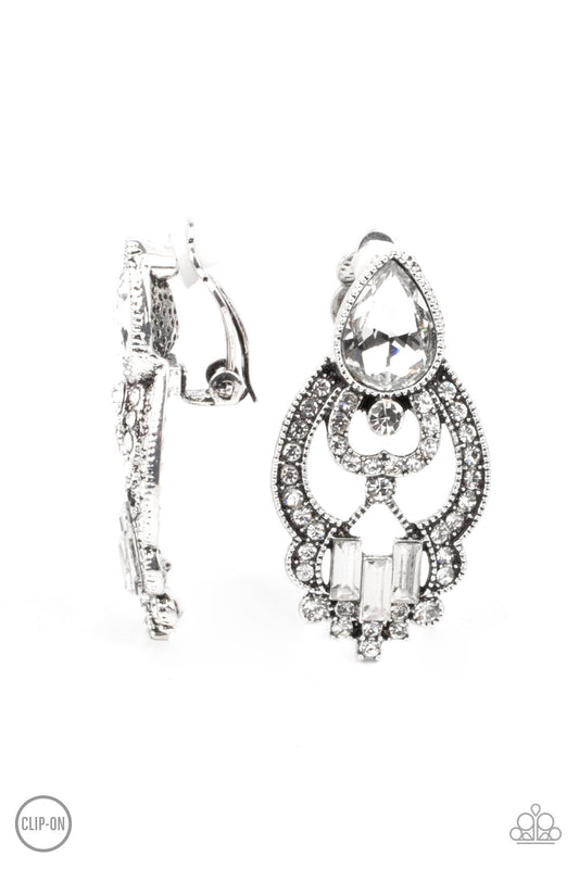 Glamour Gauntlet Silver Clip-On Earring Paparazzi E0129