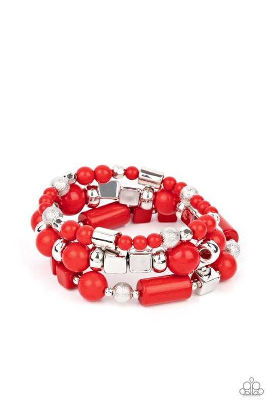 Perfectly Prismatic Red Stretch Bracelet Paparazzi B0108