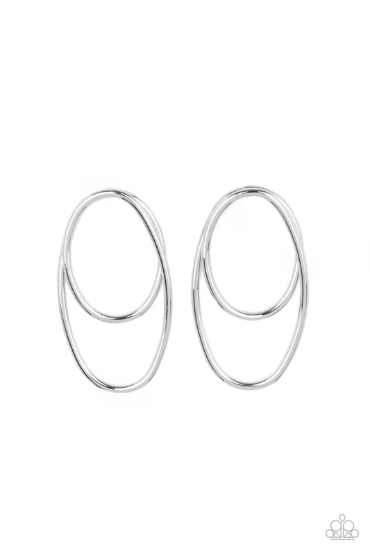 So OVAL-Dramatic Silver Post Earring Paparazzi E0366