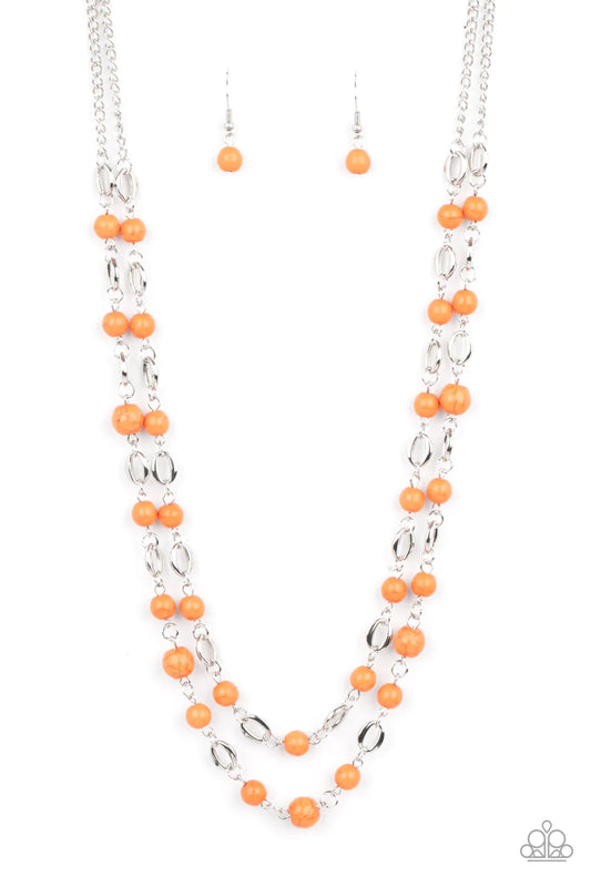 Essentially Earthy Orange Cracked Stone Necklace Paparazzi N0028