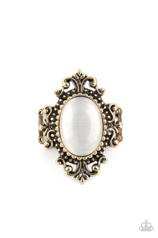 Paparazzi Can You SEER What I SEER White Cat's Eye - Brass Ring R0166