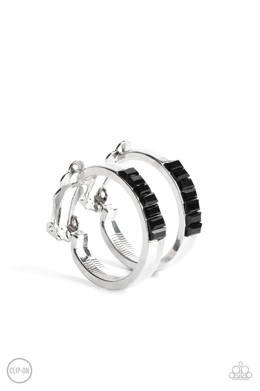 Ready, Steady, GLOW - Black Rhinestone Clip-On Earring Paparazzi E0565