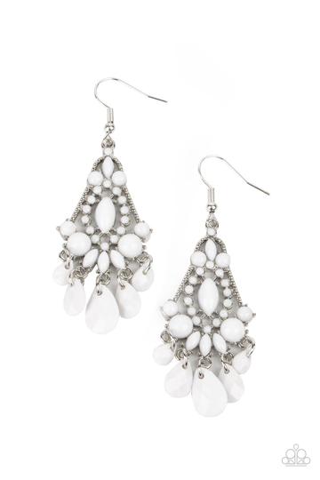 Staycation Home White Earring Paparazzi E0216