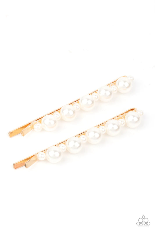 Put A Pin In It Gold Pearl Hair Clip Paparazzi H0026