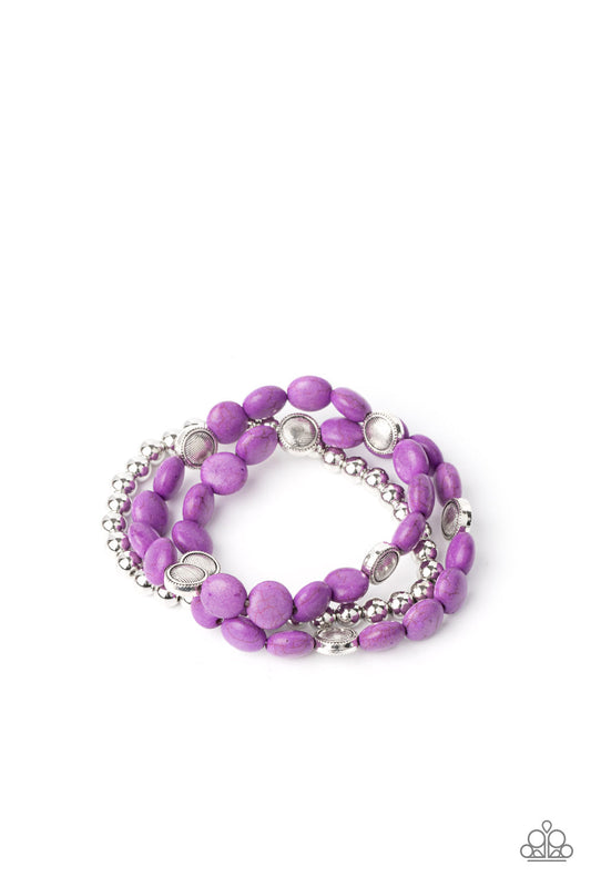 Desert Verbena Purple Cracked Stone Bracelet Paparazzi B0318