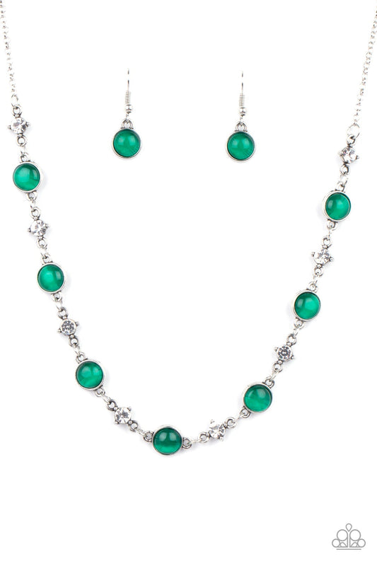 Inner Illumination Green Cat's Eye Silver Necklace Paparazzi N0500