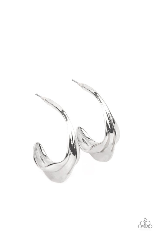 Modern Meltdown Silver Hoop Earring E0071
