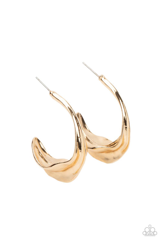 Modern Meltdown Gold Earring Paparazzi E0324