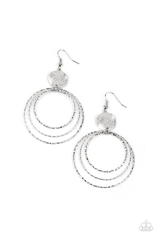 Universal Rehearsal - Silver Earring Paparazzi E0401
